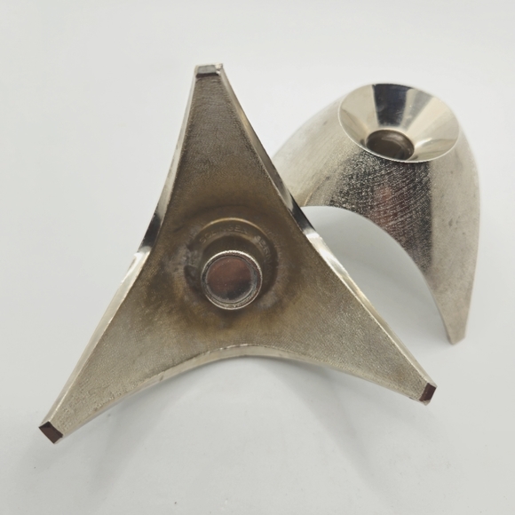 AS Solingen Germany MCM Candleholders Brushed Chrome Steel Tripod Design - Picture 5 of 6